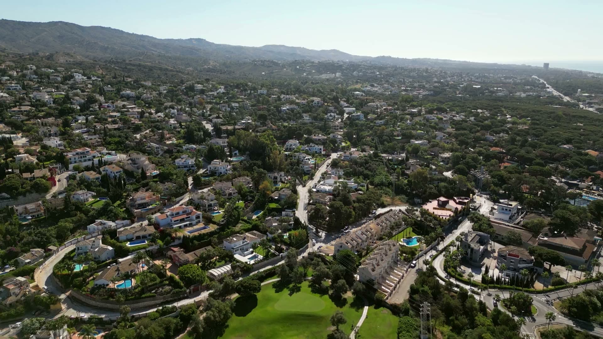 Aerial view over Marbella towards La Concha